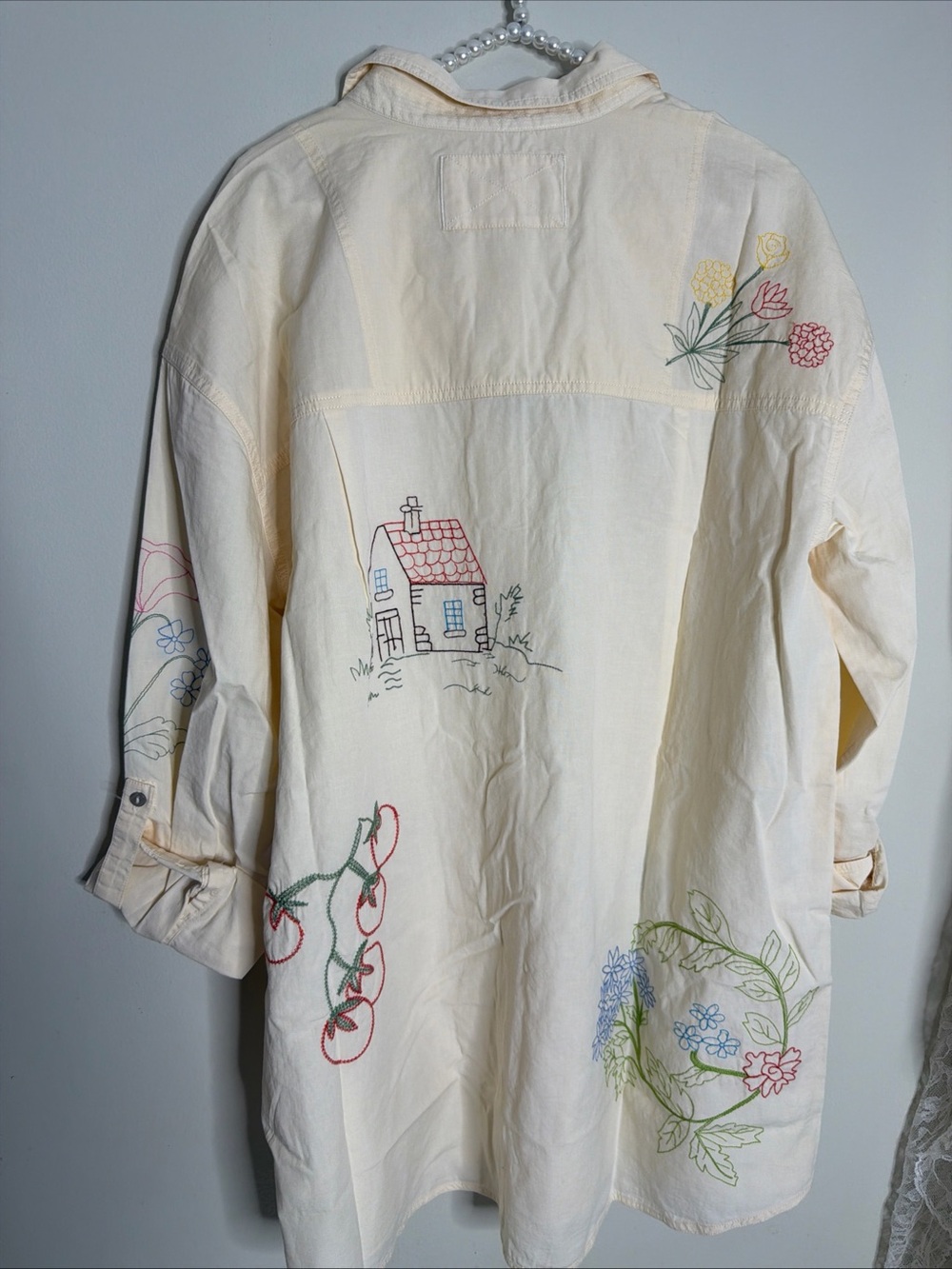 We The Free People Spring Villa Button Down Embroidered Cute Shirt Top - Picture 7 of 7